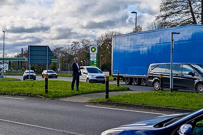 Cllr Sam Raby at Faygate Roundabout