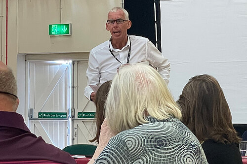 John Milne speaking to Parish and Neighbourhood Councillors