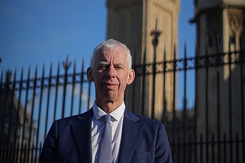 John in front of Parliament 