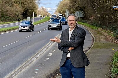 Cllr Sam Raby at Faygate Roundabout